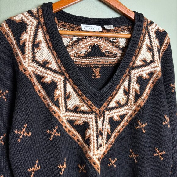 Vintage Campagnie Internationale Express Fair Isle Sweater Women Sz Medium Ramie - Picture 2 of 15